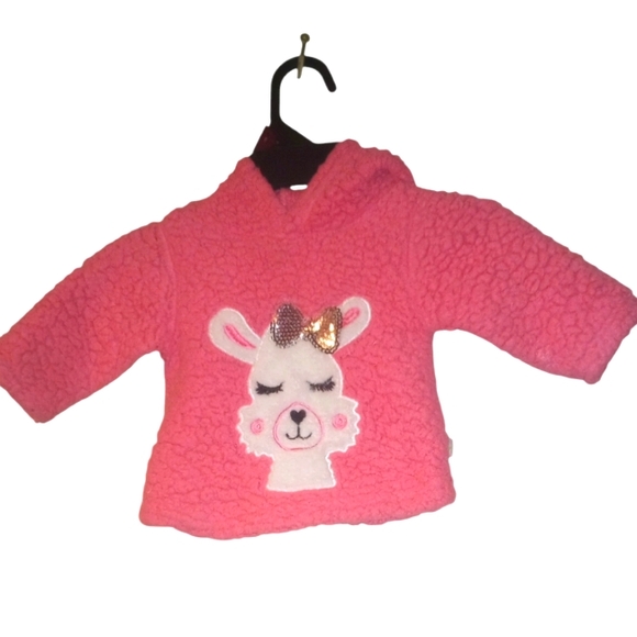 Toddler girl Sherpa fleece hoodie llamb 🦙 ears pullover size 0-3months - Picture 1 of 7